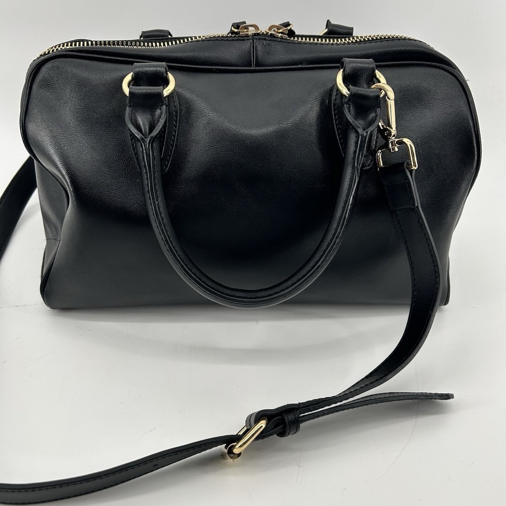 CUORE & PELLE Celeste Leather Dr. Style Satchel Black & Gold - Picture 5 of 15